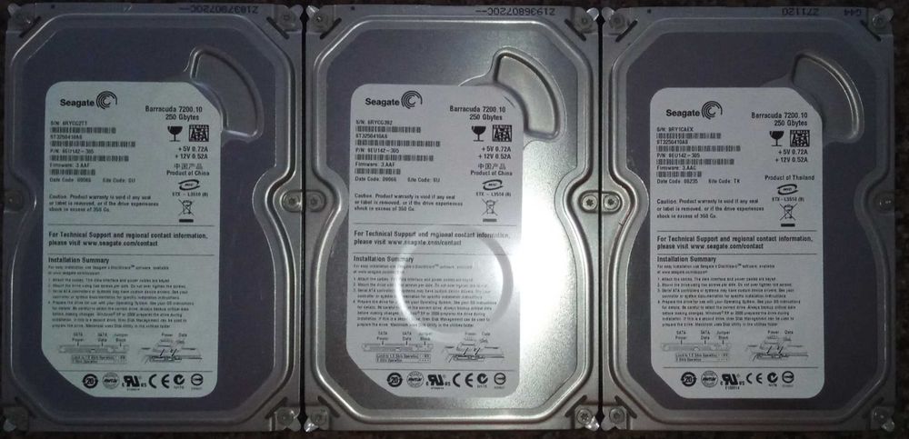 Trzy Sztuki Seagate Barracuda 7200.10 250GB st3250410as