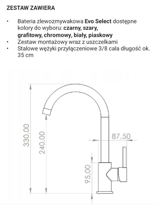 Bateria zlewozmywakowa Milo. Czarna