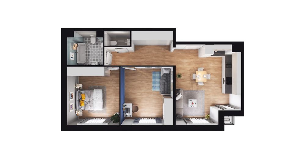3-pokojowe mieszkanie 64m2 + loggia Bezpośrednio