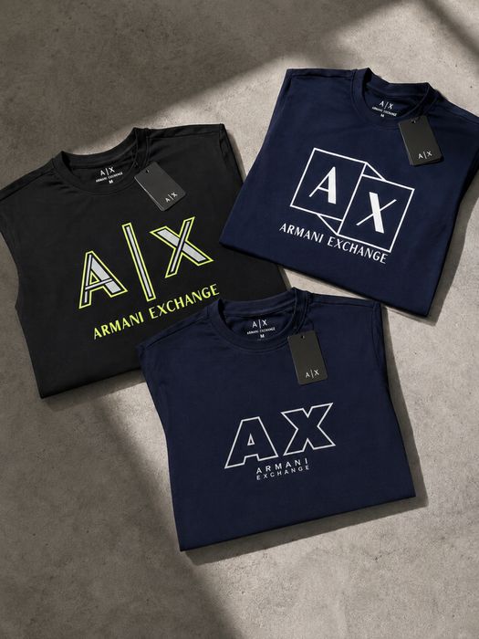 Оригінал Armani Exchange A|X Армані чоловіча футболка 100% бавовна з логотипом чорна синя