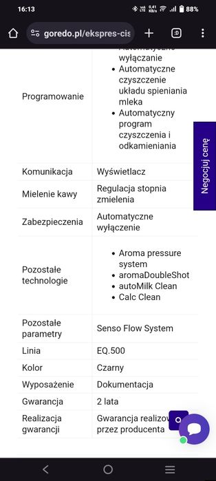 Ekspres ciśnieniowy SIEMENS EQ. 500 classic