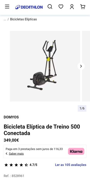 Smart Bicicleta Elíptica Domyos EL 500 com Bluetooth + Tapete Oferta