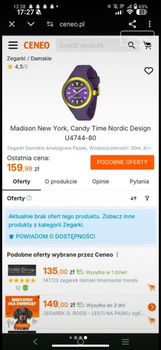 Zegarek fioletowy