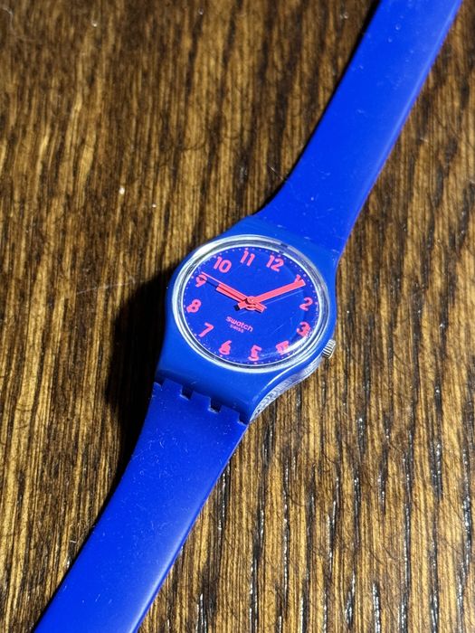 Zegarek Swatch granatowo-różowy podwojny pasek