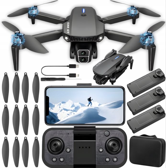 NOWOŚĆ 2026 Dron E88 Gt bezszczotkowy 2 kamery WIFI 3 Baterie