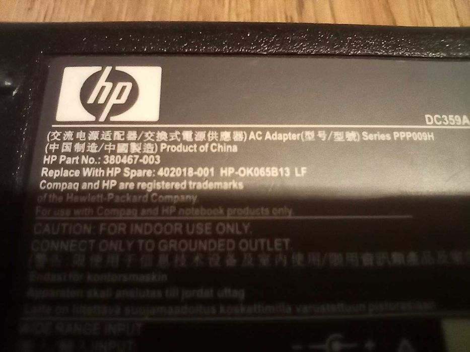 Oryginalny Zasilacz HP 18.5V 3.5A 65W model PPP009H