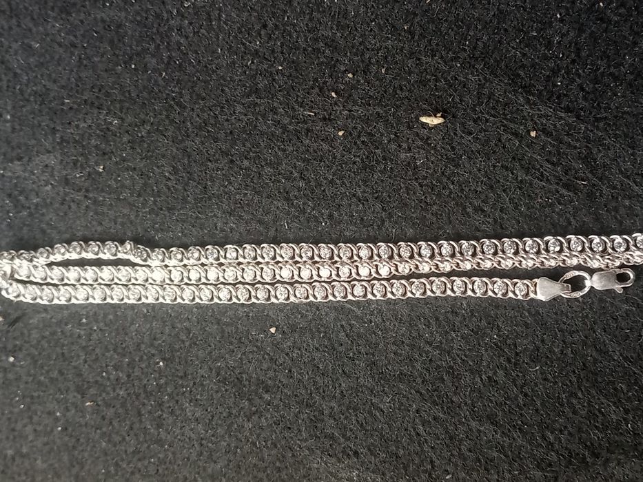 Жіночий срібний ланцюжок з білим камінням 925° проби 50 см 16.80грм