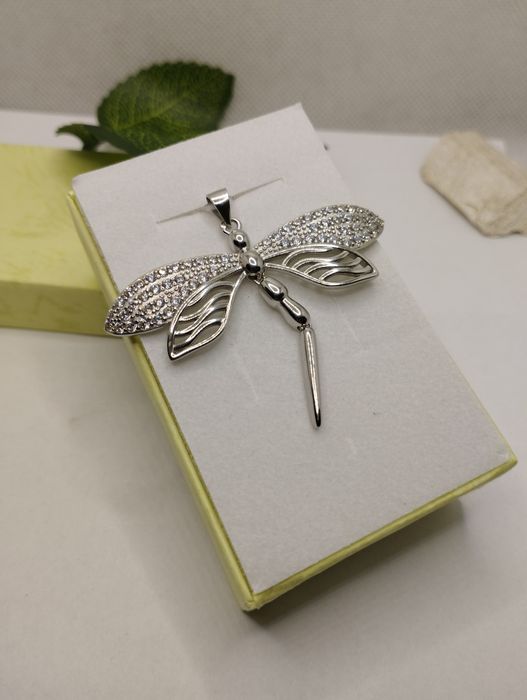 Srebrny wisiorek, ważka, próba 925