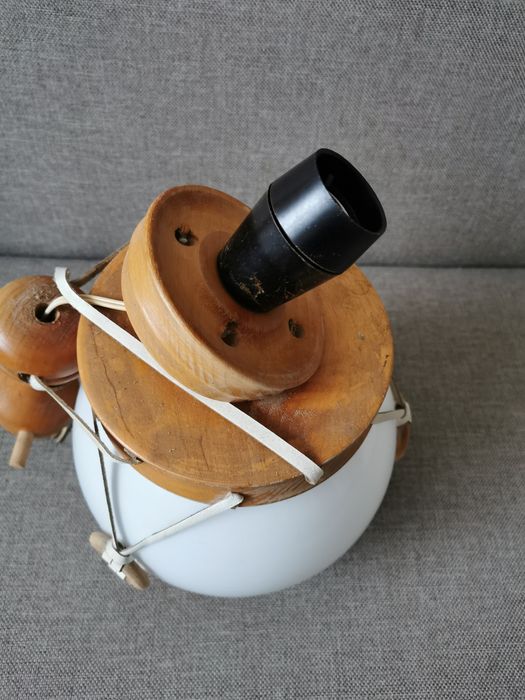 Lampa wisząca drewno plus szkło