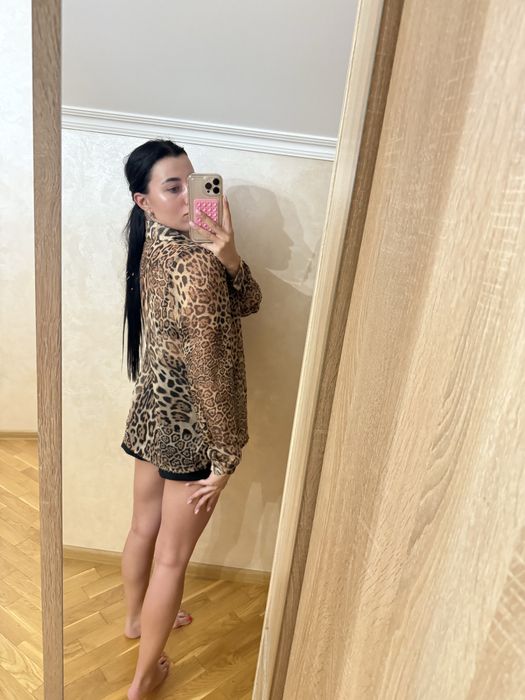 Шифонова блуза принт леопард