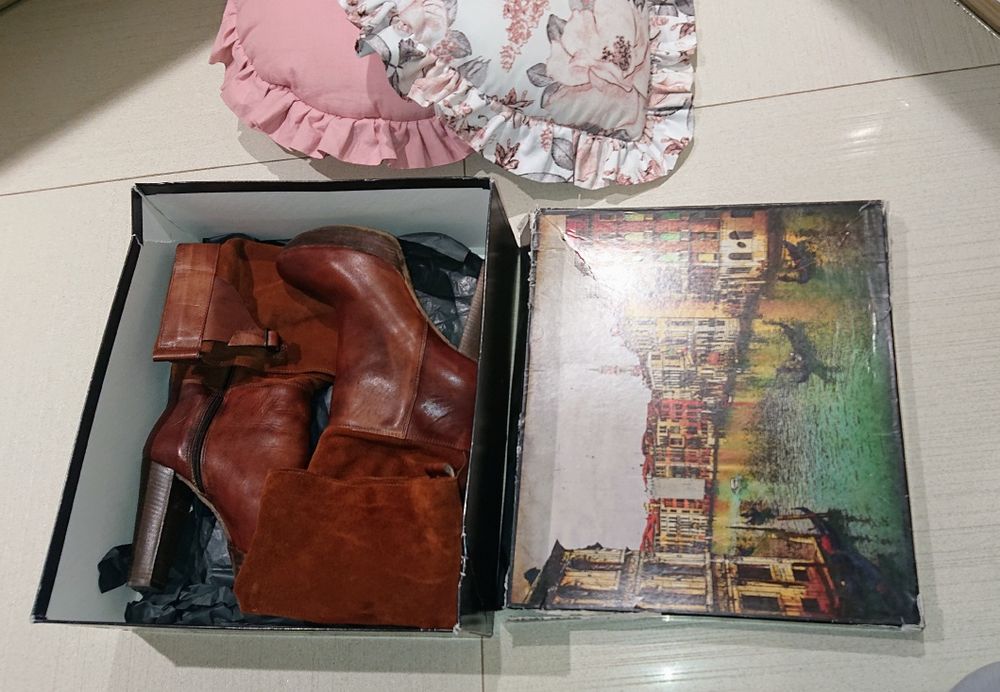 Okazja! Buty Botki wysokie skórzane Brąz Venezia rozmiar 39 Jak Nowe!