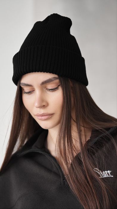 Шапка staff, шапка стаф жіноча, шапка чорна