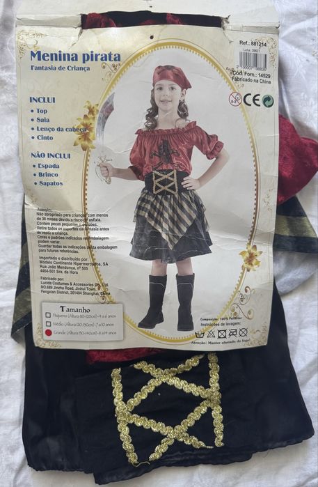 Fantasia Menina Pirata - tam 110 a 140cm (11 a 14 anos)