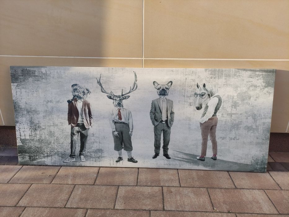 Duzy nowoczesny obraz 150x60 zwierzęta , ConceptArt, pieski, psy,  postacie zwierzęce