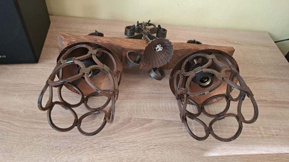 Retro Lampa Metal Drewno