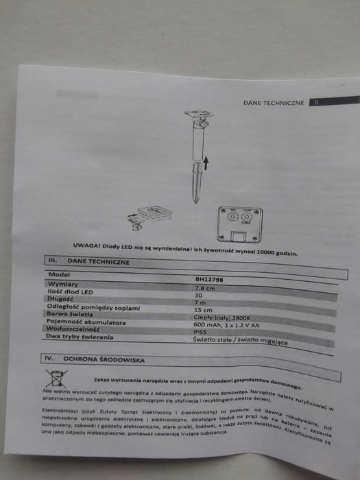 Girlanda solarna lampki krople 30 LED