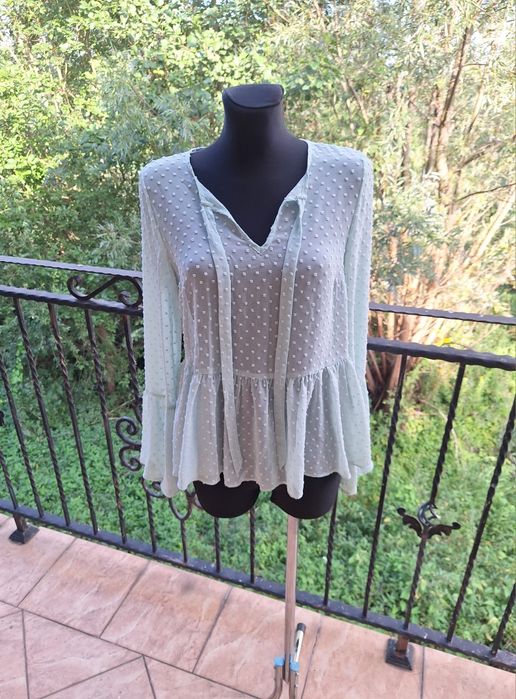 Miętowa bluzka hiszpanka długie rękawy Primark rozmiar S 36