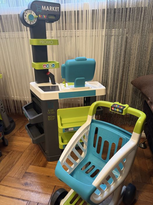 Sklep market dla dzieci plus wózek na zakupy smoby