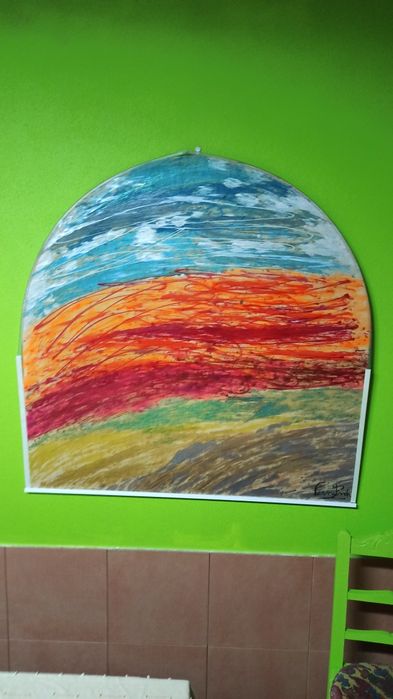 Tela pintada com verniz