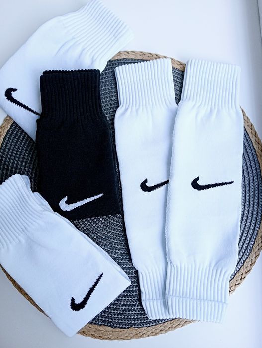 Гетри обрізки Nike / Футбольні гетри найк білі та чорні / Обрізки найк