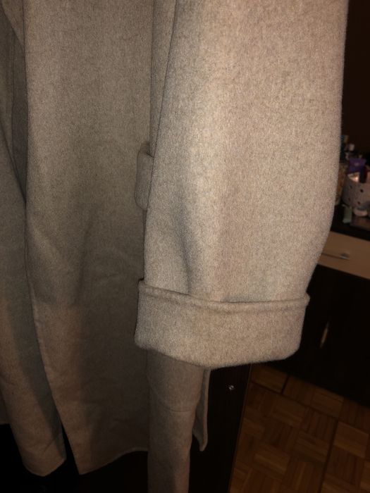 Zara płaszcz wełniany wełna klasyka minimalizm elegancki wiązany Xs