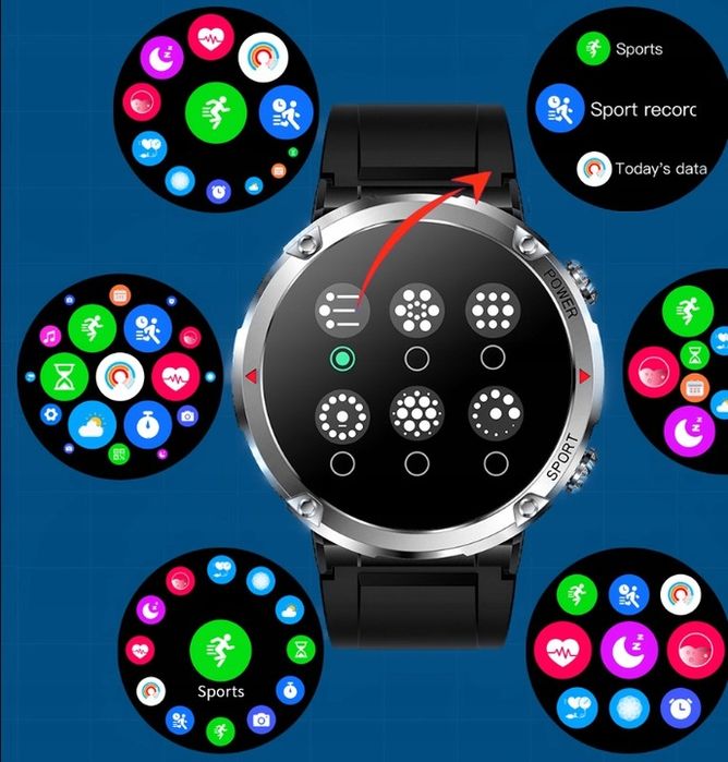 Zegarek Męski Smartwatch Rubicon Rozmowy Kroki Sms