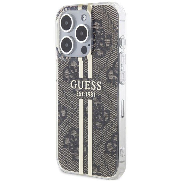 Guess GUHCP15LH4PSEGW iPhone 15 Pro 6.1" brązowy/brown hardcase IML 4G Gold Stripe