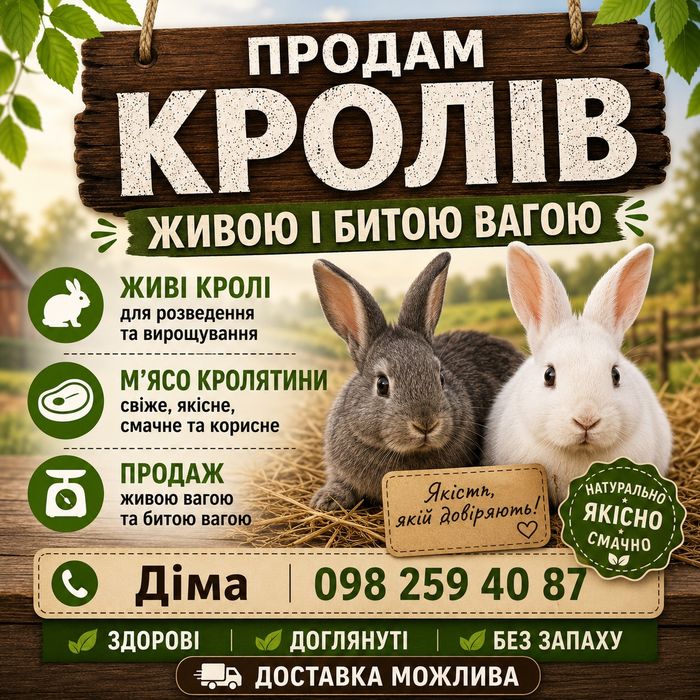 Продам кролів живою і битою вагою