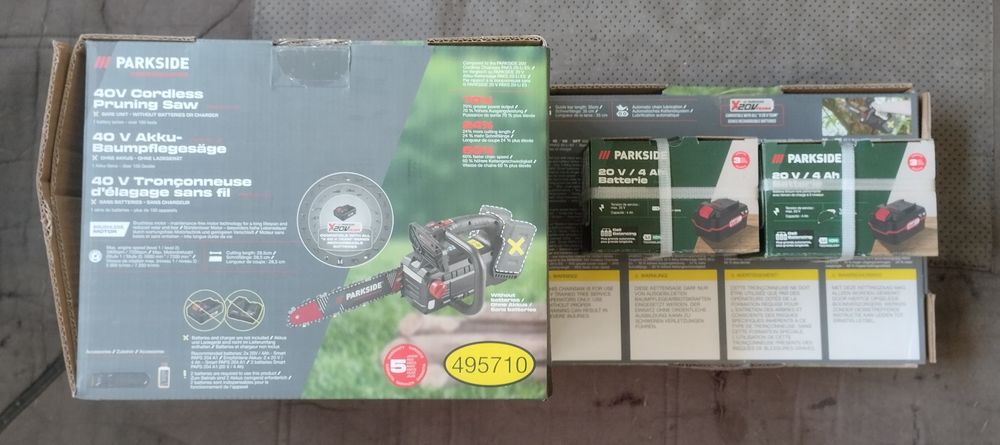Motoserra Parkside Performance 40V com 2 baterias 4Ah novas