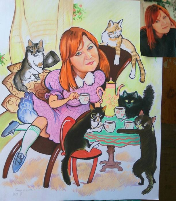 Портрет на заказ. Шарж на заказ.  Картина маслом пастелью