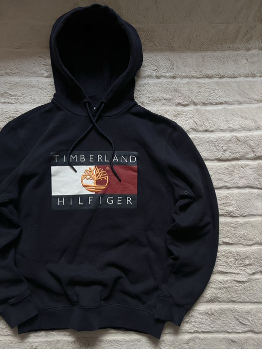 Tommy Hilfiger x Timberland (M) Flag Hoodie чоловіче худі темно-синьє на флісі кофта оригінал колаборація