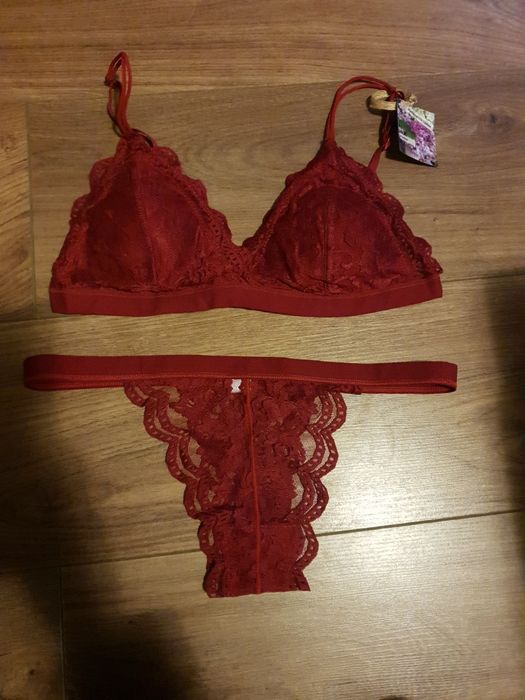 Koronkowy Zmysłowy Seksowny Komplet Bielizny Biustonosz Figi Koronka