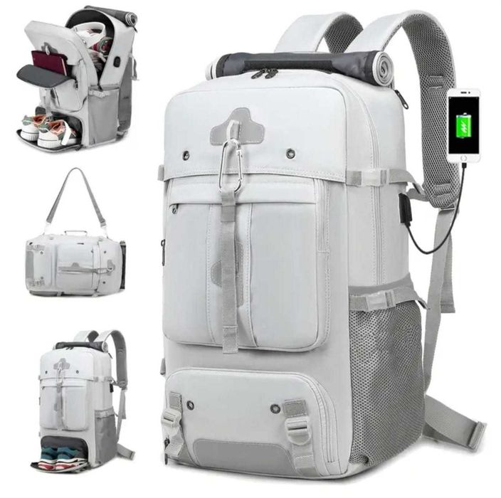 Plecak podróżny / Torba na ramię 2w1 z USB – Komora na Laptopa / Buty