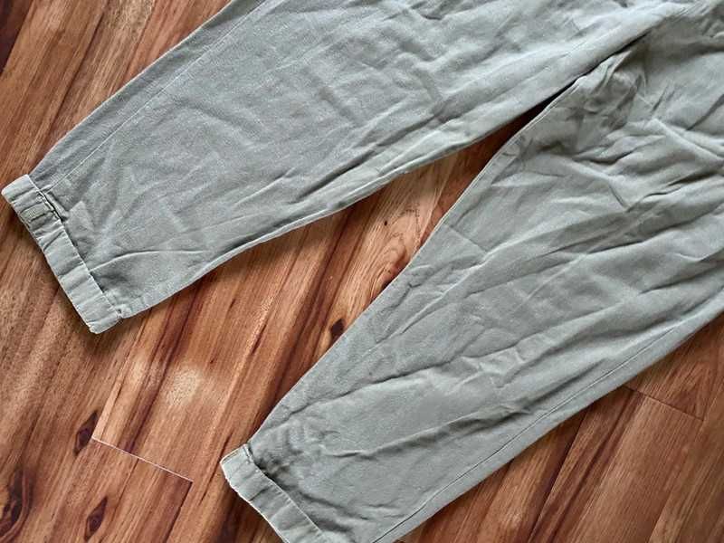 Len  bawelna spodnie haremki luzne cygaretki khaki  42 44 +size