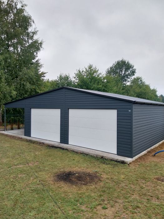 Garaż blaszany nowoczesny wygląd szybki termin realizacji