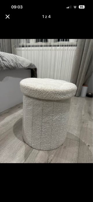 Pufa biała ze schowkiem