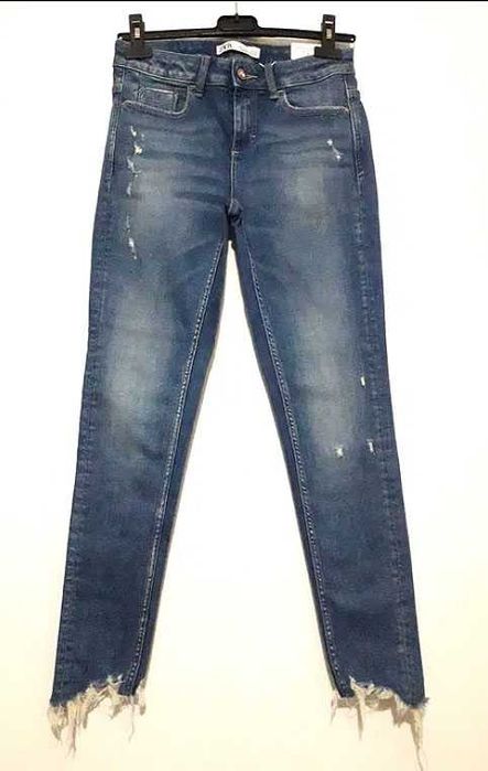 Calças de ganga skinny assimétricas Zara Tam 36 Novas c/etiqueta