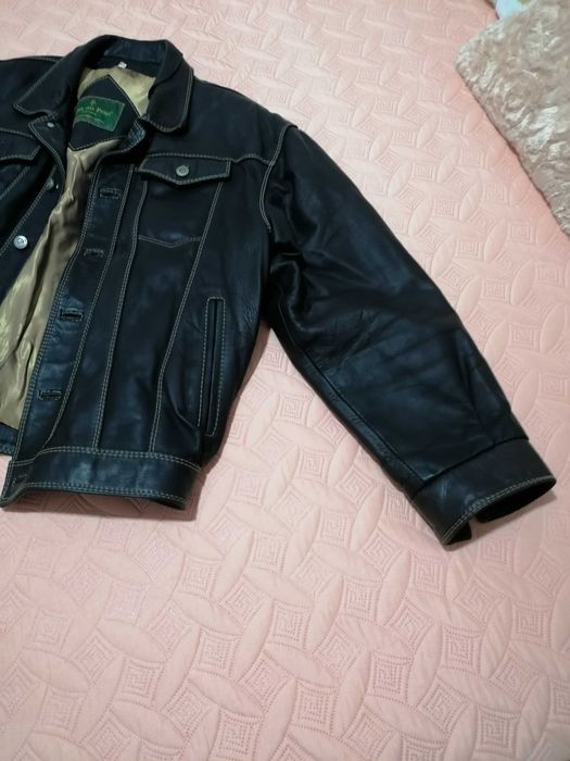 Casaco de couro genuíno