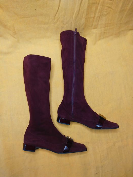 Продам сапоги бордові замшеві Flavio Zanasca р.37.38.40. Італія.