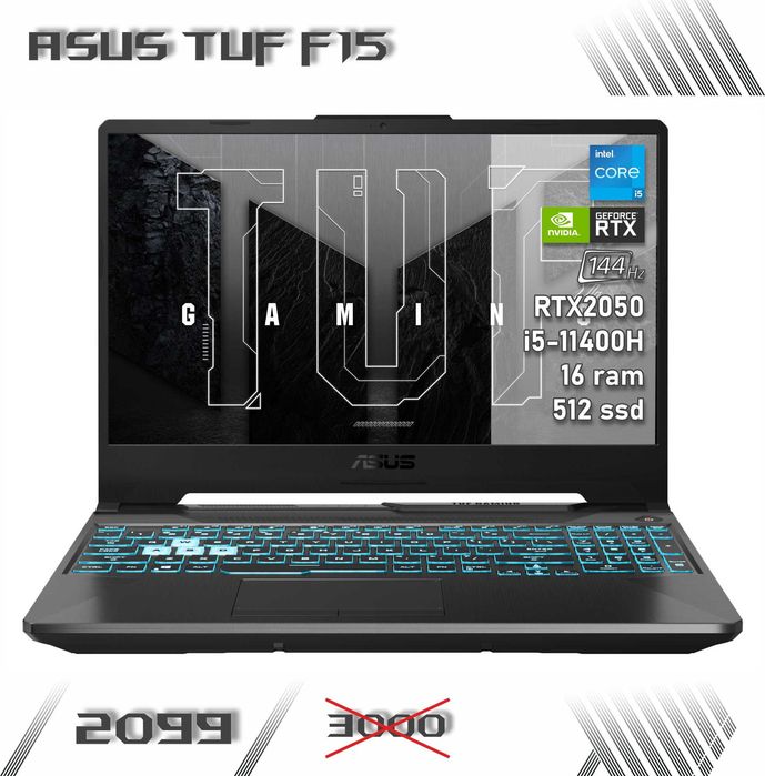 LAPTOP GAMINGOWY Asus TUF F15 RTX 2050 Intel i5-11400H 144 hz