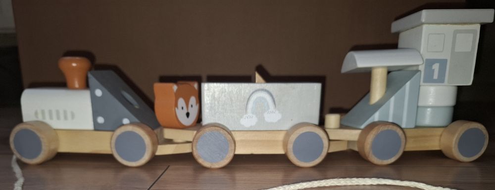 Drewniany pociąg kolejka klocki drewniane