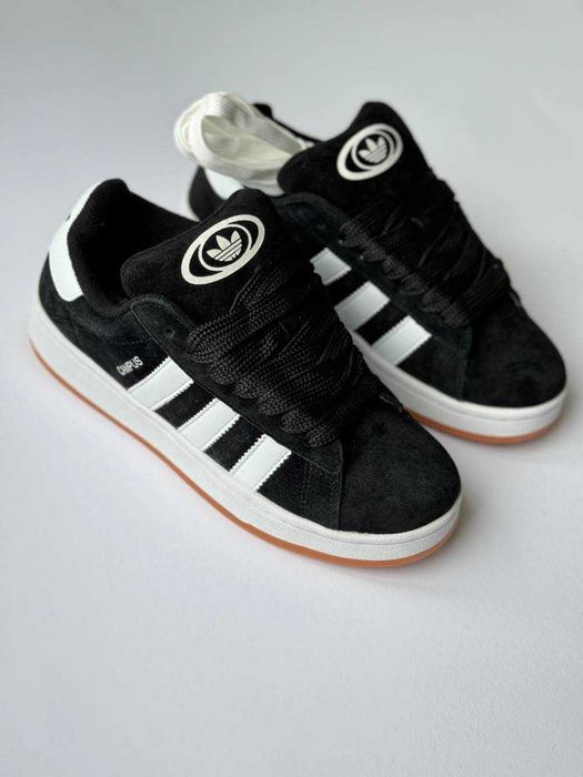 Кросівки Adidas Campus 00s Black White жіночі чорні замшеві Кампуси кеди Адідас Кампус чорно білі | Женские кроссовки Адидас Кампусы 37 38 39 40 41