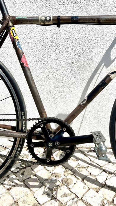 Bicicleta ciclismo fixie single speed Record/campanholo raw finish