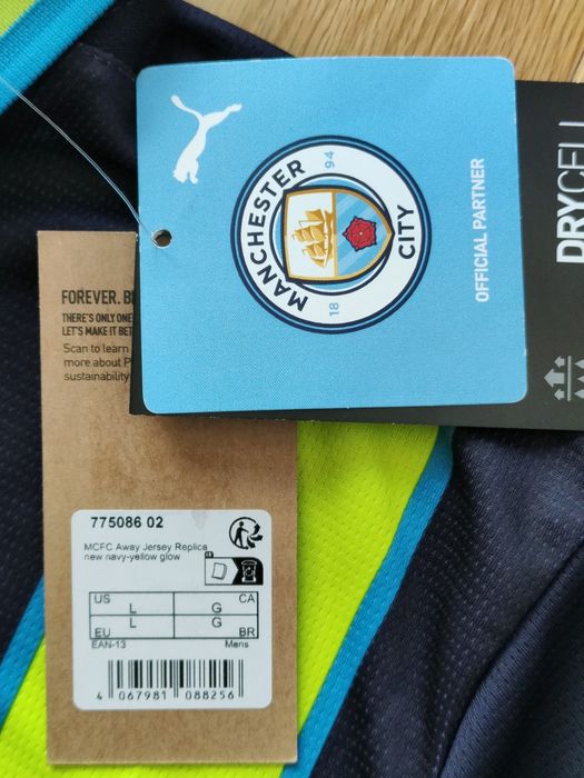Camisola futebol adulto original Puma Manchester City away homem néon nova