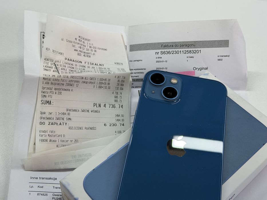 iPhone 13 128 GB Niebieski#BDB#Bateria 100%#Komplet #Apple#