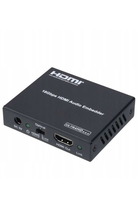 HDV-MB03 Embedder Insterter Audio Toslink i liniowe do HDMI 2.0 18Gb nowy, fabrycznie zapakowany
