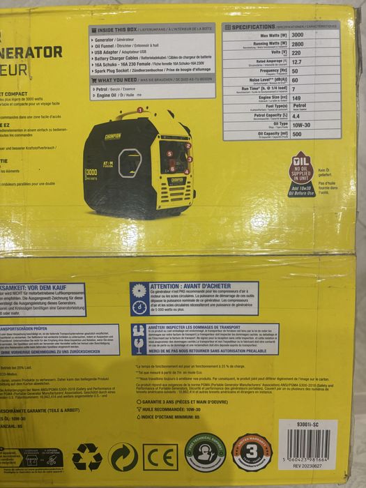 Генератор Champion 93001i-SC ATOM Fusion — інверторний бензиновий