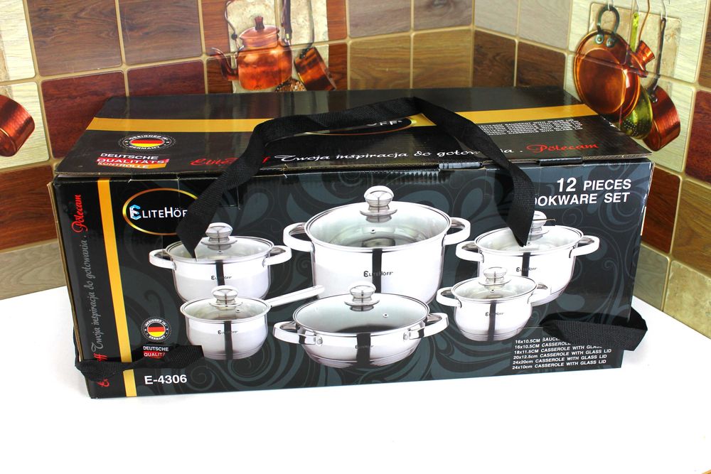 Zestaw Garnków i Patelni – 12 Elementów, Ciężkie, Eleganckie, Indukcja