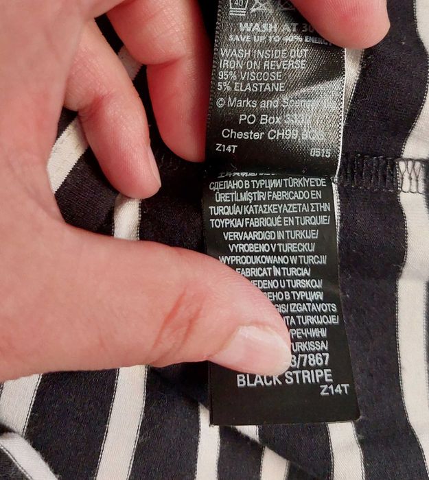 Ołówkowa spódnica spódniczka Marks&Spencer paski 16/44 46 Wiskoza stan idealny