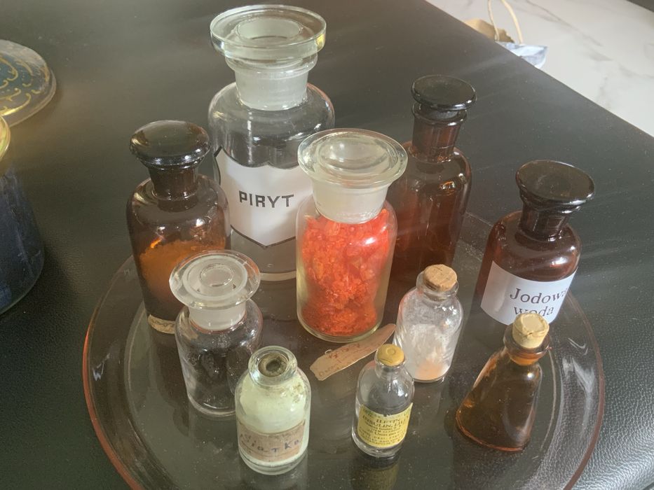 Kpl. Stare Butelki APTECZNE pojemniki szlifowane szkło